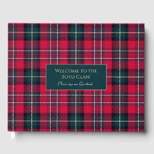 Red Tartan with customisable text  Guest Book