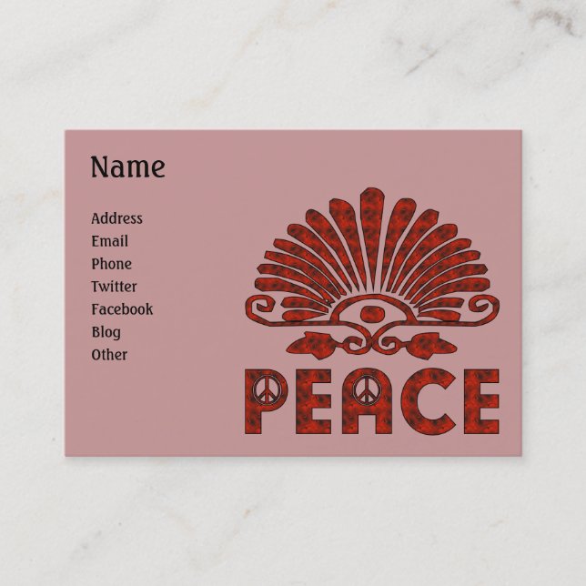 Red Tattoo Peace Art Business Card (Front)