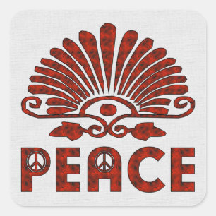 Red Tattoo Peace Art Square Sticker