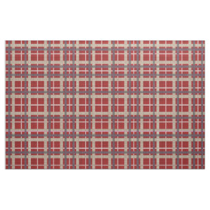 Red Taupe Brown Gray Blue Tartan Squares Pattern Fabric