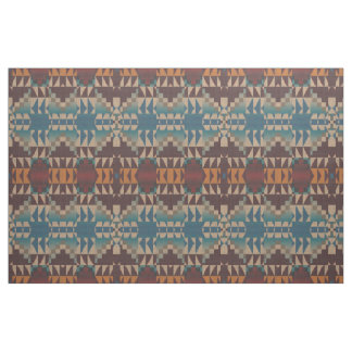 Red Taupe Brown Teal Blue Orange Ethnic Look Fabric