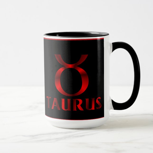 Red Taurus Horoscope Symbol Mug (Right)
