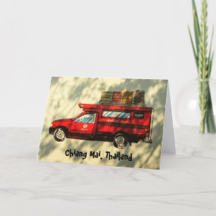 Red Taxi In Chiang Mai Card