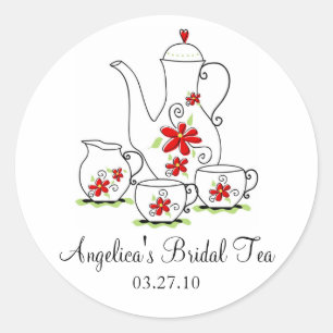 Red Tea Set Bridal Tea Stickers