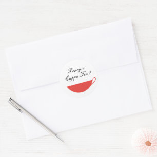 Red Teacup Envelope Seal & Sticker
