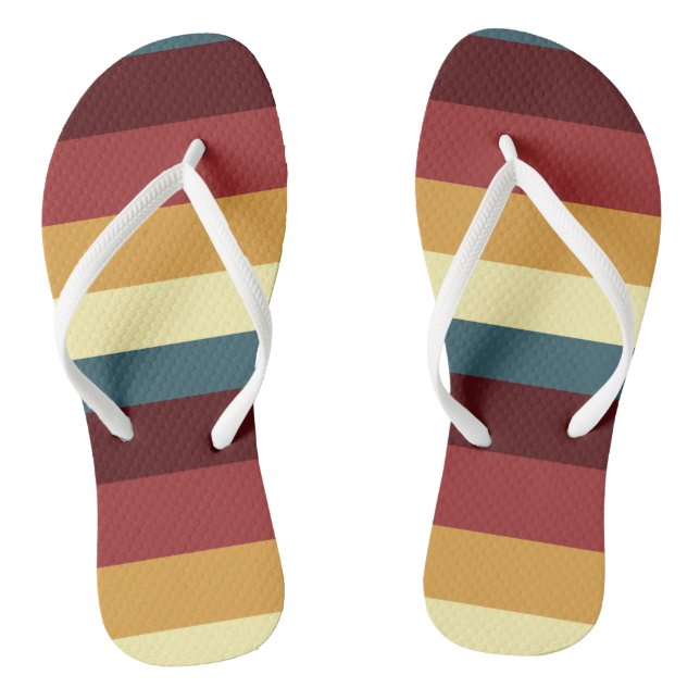 Red, teal and yellow stripes jandals (Footbed)