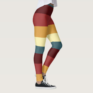 Red, teal and yellow stripes leggings