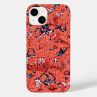 Red Teal Black White Spotted Graphic Abstraction