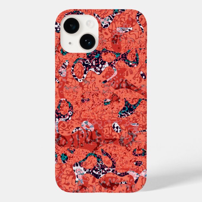 Red Teal Black White Spotted Graphic Abstraction Case-Mate iPhone Case (Back)