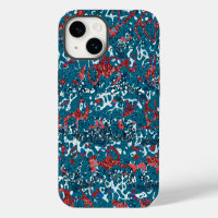 Red Teal Black White Spotted Graphic Abstraction