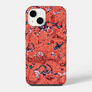 Red Teal Black White Spotted Graphic Abstraction iPhone 14 Case