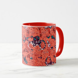 Red Teal Black White Spotted Graphic Abstraction Mug