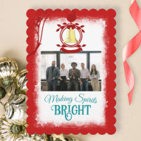 Red, Teal Blue Script Company Logo Christmas Photo