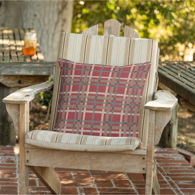 Red Teal Brown Plaid Tartan Plaid Pattern Cushion (Chair)
