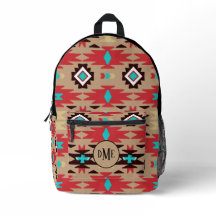 Red Teal Native American Vision Monogram