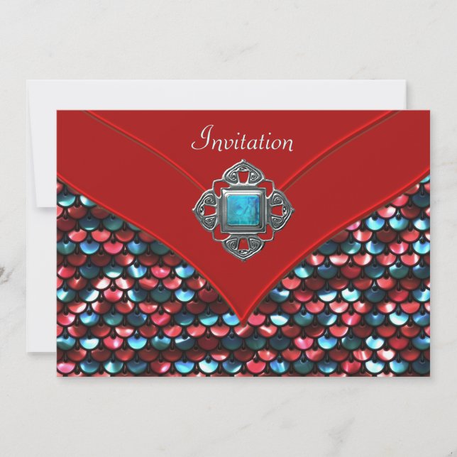 Red Teal Sequin All Occasion Party Template (Front)