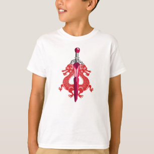 Red Teal Storm Dragon Sword T-Shirt