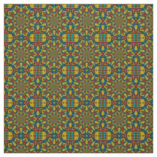 Red Teal Yellow Modern Ethnic Textile Tribal Print Fabric
