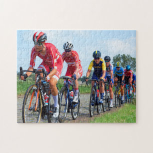 Red Team Bikers Lead the Race Jigsaw Puzzle