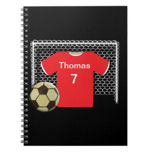 Red Team Personalised Soccer Shirt Spiral Notebook