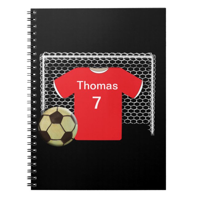 Red Team Personalised Soccer Shirt Spiral Notebook (Front)