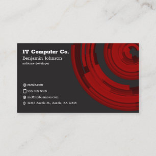 Red Tech on Dark Grey Business Card