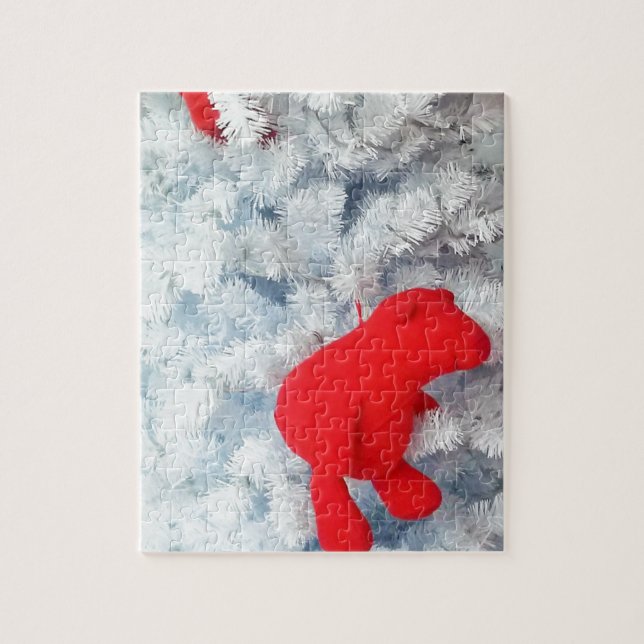 Red Teddy bear in Christmas Tree Jigsaw Puzzle (Vertical)