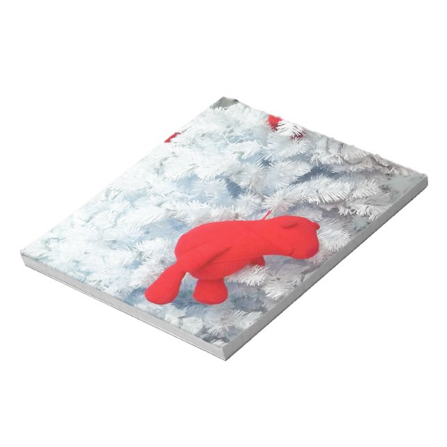 Red Teddy bear in Christmas Tree Notepad (Rotated)