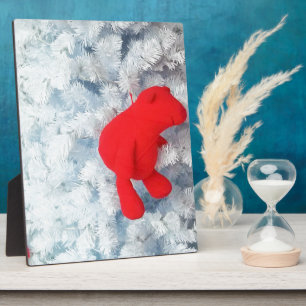 Red Teddy bear in Christmas Tree Plaque