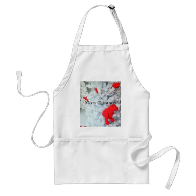 Red Teddy bear in Christmas Tree Standard Apron (Front)