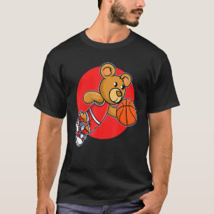 Red Teddy Bear Playing Basketball Sport Men Women T-Shirt