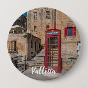 Red telephone booth in Valletta Malta 10 Cm Round Badge