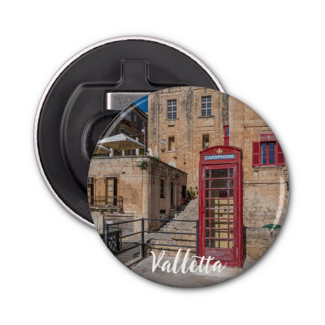 Red telephone booth in Valletta Malta Bottle Opener (Front)