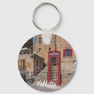 Red telephone booth in Valletta Malta Key Ring