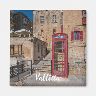 Red telephone booth in Valletta Malta Magnet