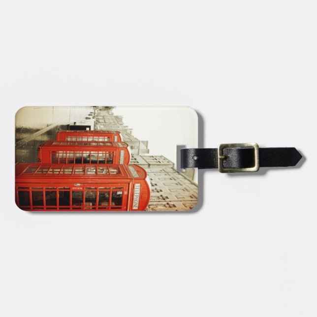 red telephone booths luggage tag (Front Horizontal)