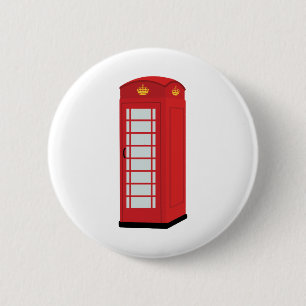 Red Telephone Box 6 Cm Round Badge
