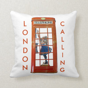 Red Telephone Box for Polyester Throw Cushion