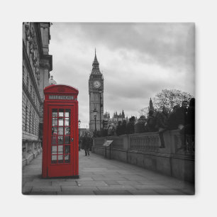 Red telephone box in London magnet