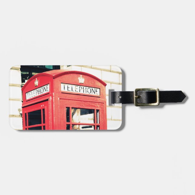 red telephone box luggage tag (Front Horizontal)