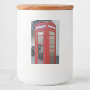 Red Telephone Cabin Food Container Label