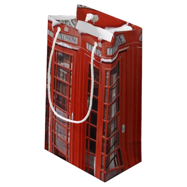 Red telephones near Big Ben Small Gift Bag (Back Angled)