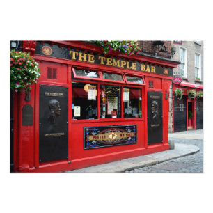 Red Temple Bar pub in Dublin photo Print