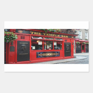 Red Temple Bar pub in Dublin Rectangular Sticker