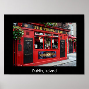 Red Temple Bar pub in Dublin text poster
