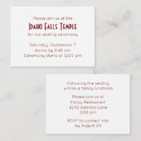 Red Temple Sealing & Meal Invitation