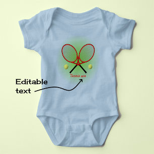 Red tennis ace add name or text baby bodysuit