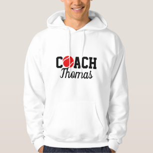 Red Tennis Ball Coach Player Name Typography Sport Hoodie