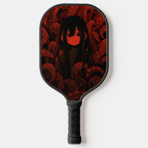 Red Tentacle Horror Anime Girl Pickleball Paddle