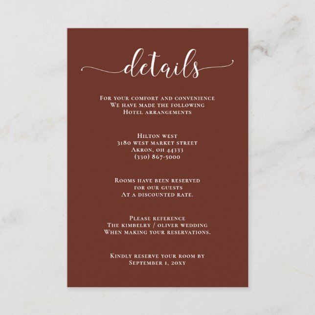 Red Terracotta Rustic Burnt Clay Earthy Wedding En Enclosure Card (Front)